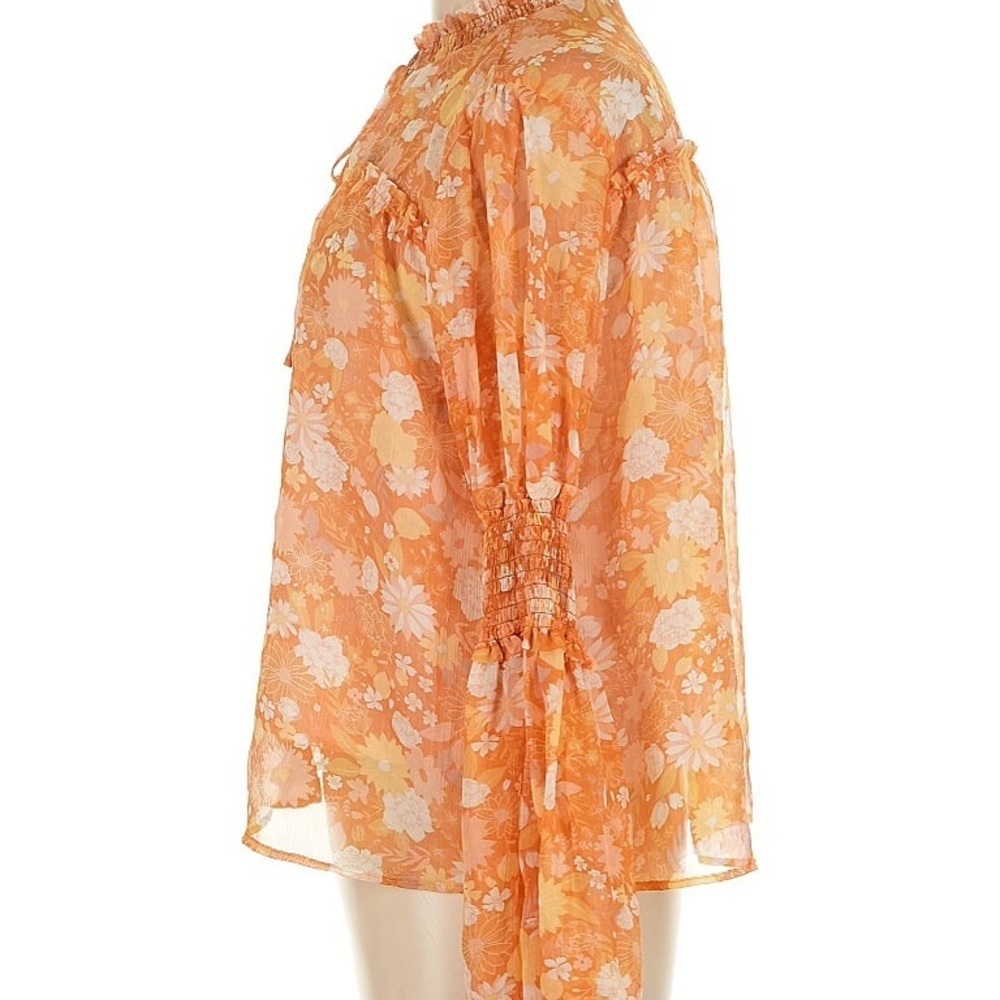 OPT Floral Sheer Orange Boho Blouse - Picture 6 of 11